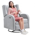 Electronic Power Recliner and Swivel Glider, 113.4 kg Weight Capacity Swivel Glider Recliner Chair with Adjustable Angle,
