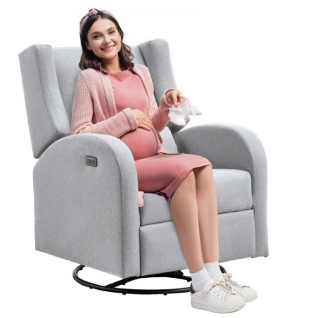 Electronic Power Recliner and Swivel Glider, 113.4 kg Weight Capacity Swivel Glider Recliner Chair with Adjustable Angle,