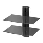 Glass Floating Shelves, Holds up to 18 lbs, TV Wall Mount with Shelf，Strengthened Floating Entertainment Center for DVD Players 