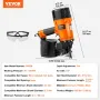 Coil Siding/Framing Nailer CN83N, 2" to 3-1/4" 15 Degree Pneumatic Siding Nail Gun with Tool-Less Depth Adjustment, 70-120PSI Ai