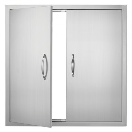 BBQ Access Door, 790x790 mm dobbelt udendørs køkkendør, rustfrit stål flush mount dør, væg lodret dør med håndtag, til