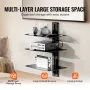 Glass Floating Shelves, Holds up to 18 lbs, TV Wall Mount with Shelf，Strengthened Floating Entertainment Center for DVD Players 
