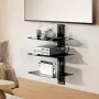 3-lags glas flydende hylder holder op til 18 kg tv-vægmontering