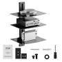 Glass Floating Shelves, Holds up to 18 lbs, TV Wall Mount with Shelf，Strengthened Floating Entertainment Center for DVD Players 