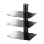 Glass Floating Shelves, Holds up to 18 lbs, TV Wall Mount with Shelf，Strengthened Floating Entertainment Center for DVD Players 