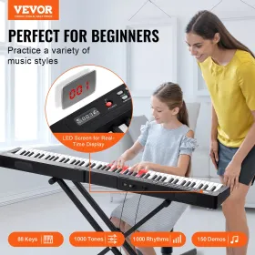 88 Key Digital Piano Keyboard Semi Weighted Electric Portable with Stand