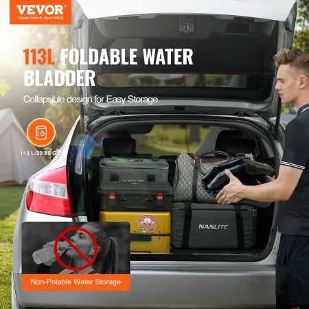 Bærbar vandopbevaringsblære 29,9 gallon PVC sammenklappelig