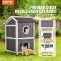 Udendørs kattehus 2-etagers træ Feral Cat Shelter med tag- og