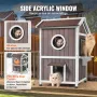 Outdoor Cat House Weatherproof, Feral Cat Shelter for Multiple Cats, 2-story Large Outdoor Wooden Cat House with Doors, PVC Door