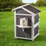 Udendørs kattehus 2-etagers træ Feral Cat Shelter med tag- og