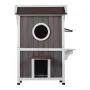 Outdoor Cat House Weatherproof, Feral Cat Shelter for Multiple Cats, 2-story Large Outdoor Wooden Cat House with Doors, PVC Door