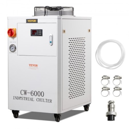 Industrial Water Chiller CW6000, 1500W Water Chiller Cooling System with Compressor, 15L Water Tank Capacity, 65L/min Max Flow