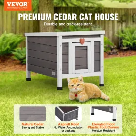 Udendørs kattehus træ Feral Cat Shelter med Roof & PVC