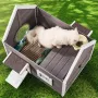 Udendørs kattehus træ Feral Cat Shelter med tagdørflapper og