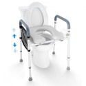 Raised Toilet Seat, 7-Position Height Adjustment 490 - 640 mm, 158.7 kg Weight Capacity, with Comfort Padded Aluminum Frame,