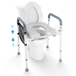 Raised Toilet Seat, 7-Position Height Adjustment 490 - 640 mm, 158.7 kg Weight Capacity, with Comfort Padded Aluminum Frame,