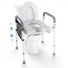 Raised Toilet Seat, 7-Position Height Adjustment 490 - 640 mm, 158.7 kg Weight Capacity, with Comfort Padded Aluminum Frame,