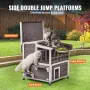 Udendørs kattehus 2-etagers træ Feral Cat Shelter med balkon og