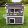 Outdoor Cat House Weatherproof, Feral Cat Shelter for Multiple Cats, 2-story Large Outdoor Wooden Cat House with Balcony, Doors,