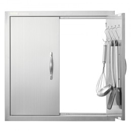 BBQ Access Door, 610x610 mm dobbelt udendørs køkkendør, rustfrit stål flush mount dør, dobbelt væg lodret dør med