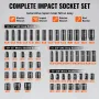 Impact Sockets Set 59pcs 6-punkt 3/8 "& 1/2" Drive Bit Ratchet