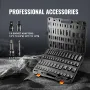 3/8" & 1/2" Drive Impact Socket Set, 59PCS Socket Set SAE 5/16" to 1-1/4" and Metric 6-32mm, 6 Point Cr-Mo Alloy Steel for Auto 