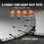 Diamond Blade, 14inch/350mm Concrete Saw Blade Wet or Dry, 0.47inch/12mm Wavy Teeth Diamond Segment Blade, Universal 1 inch/25.4