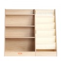 4-Tier Kids Wooden Bookshelf, Six-Layer Sling Bookcase, Baby Storage Book Rack, Book Toy Organizer Cabinet, for Kids Room,