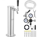 Kegerator Tower Kit, Single Tap Beer Conversion Kit, rustfrit stål tønde øltårn dispenser med dobbeltmåler W21.8 regulator &