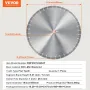 Diamond Blade, 18inch/450mm Concrete Saw Blade Wet or Dry, 0.47inch/12mm Flat Teeth Diamond Segment Blade, Universal 1 inch/25.4