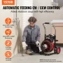 Drain Cleaner Machine Electric Drain Auger 30.5m x 9.52mm Auto Feed