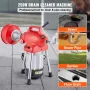 Drain Cleaner Machine 66FT x 5/8 Inch, 250W Electric Sewer Snake Auger Manual Feed - with 2 Sectional Steel Cables (66' x 5/8" a