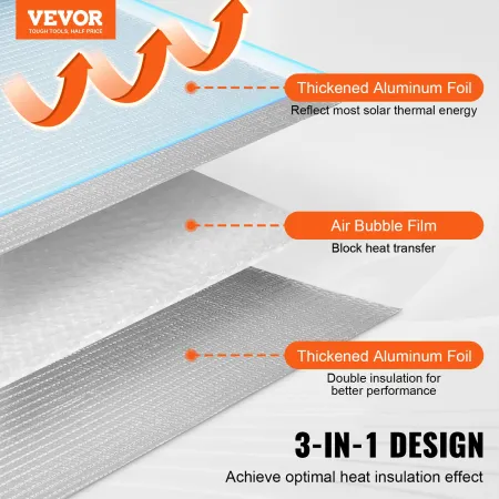 Double Reflective Insulation Roll, Air Bubble Film Radiant Barrier, 3.2 mm 48 in x 10 ft, Double-Sided Aluminum Foil Bubble Heat