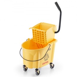 MOP BUCKET MED WRINGER, 26 Qt. Kommerciel mop spand med side presse wringer, side-press mop spand og wringer combo på