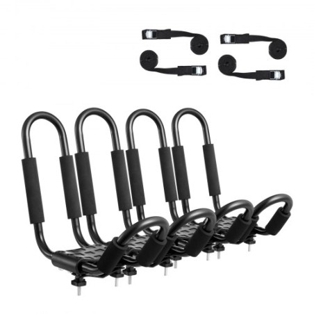 Kayak Roof Rack 2 Pairs J-Bar, Soft Roof Rack, Top Mount Tie Down, Carrier for kayak, Surf Board, Canoe, SUP, Ski Board, Mount