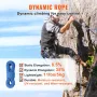 10.2mm Dynamic Climbing Rope, 70M(230ft) Outdoor Rock Climbing Rope 25KN Breaking Tension, Stretchable Fiber Rope with Steel Sna
