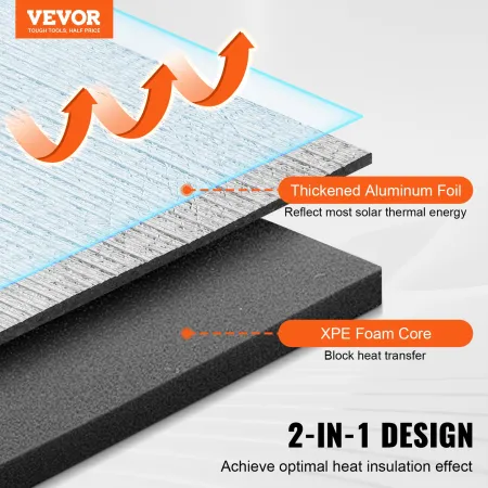 Reflective Insulation Roll, XPE Foam Core Radiant Barrier, 10.3 mm 40 in x 5 ft, Aluminum Foil Foam Core Heat Reflective Shield,