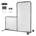 L Screen Baseball for Batting Cage, 7x7 ft Softball Safety Screen, Body Protector Portable Batting Screen with Carry Bag,