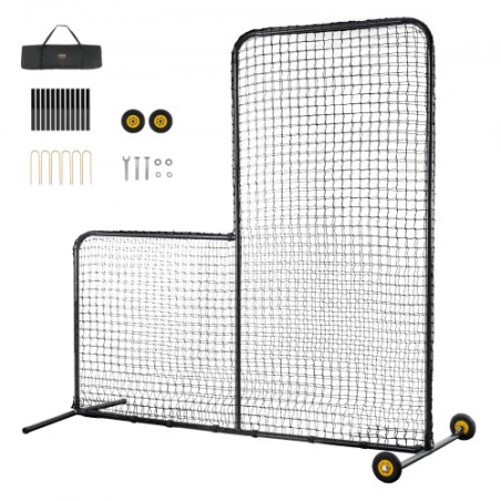L Screen Baseball for Batting Cage, 7x7 ft Softball Safety Screen, Body Protector Portable Batting Screen with Carry Bag,