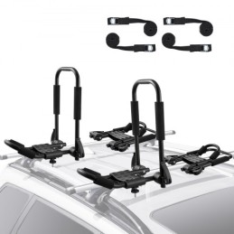 Kayak Roof Rack 2 Pairs J-Bar, Soft Roof Rack Quick Folding, Top Mount Tie Down, Carrier for kayak, Surf Board, Canoe, SUP, Ski