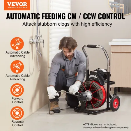 Drain Cleaner Machine Electric Drain Auger 100ft x 1/2 i Auto