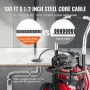 Drain Cleaner Machine 100FT x 1/2 Inch, Auto Feed Sewer Snake Auger on Wheels, 550W Portable Drain Cleaning Machine with 8 Cutte