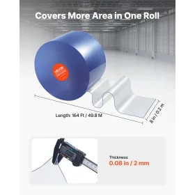 Strip gardin PVC dør gardin 100'x12 "rulle køligere fryser klar plastik