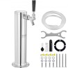 Single Faucet Draft Beer Tower Dispenser, Stainless Steel Keg Beer Tower, Kegerator Tower Kit with Pre-Assembled Tubing and