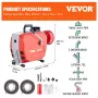 120FT x 7/8 Inch Drain Cleaner Machine, 420W Electric Sewer Snake Auger Manual Feed - with 6 Cutters, 2 Steel Cables (120' x 7/8