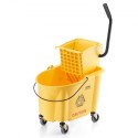 Mop Bucket with Wringer, 35 Qt. Commercial Mop Bucket with Side Press Wringer, Side-Press Mop Bucket and Wringer Combo on