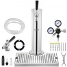 Kegerator Tower Kit, Single Tap Beer Conversion Kit, rustfrit stål tønde øltårn dispenser med dobbeltmåler W21.8 regulator &