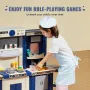 Kids Kitchen Playset, 3-in-1 Toddler Kitchen with Simulated Spray, Sounds and Lights, Play Kitchen Set with 74 PCS Cooking Acces