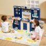 Kids Kitchen Playset, 3-in-1 Toddler Kitchen with Simulated Spray, Sounds and Lights, Play Kitchen Set with 74 PCS Cooking Acces