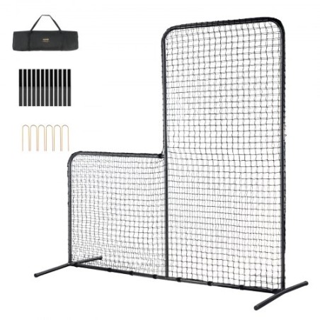 L Screen Baseball for Batting Cage, 7x7 ft Baseball Softball Safety Screen, Body Protector Portable Batting Screen with Carry